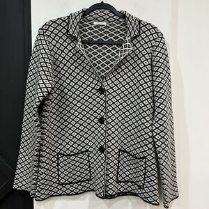 Gio & Gio Geometric Cardigan Sweater Blazer Button Size Large Italy Acrylic Wool